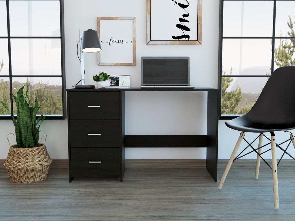 Classic 3 Drawers Writing Desk -Black