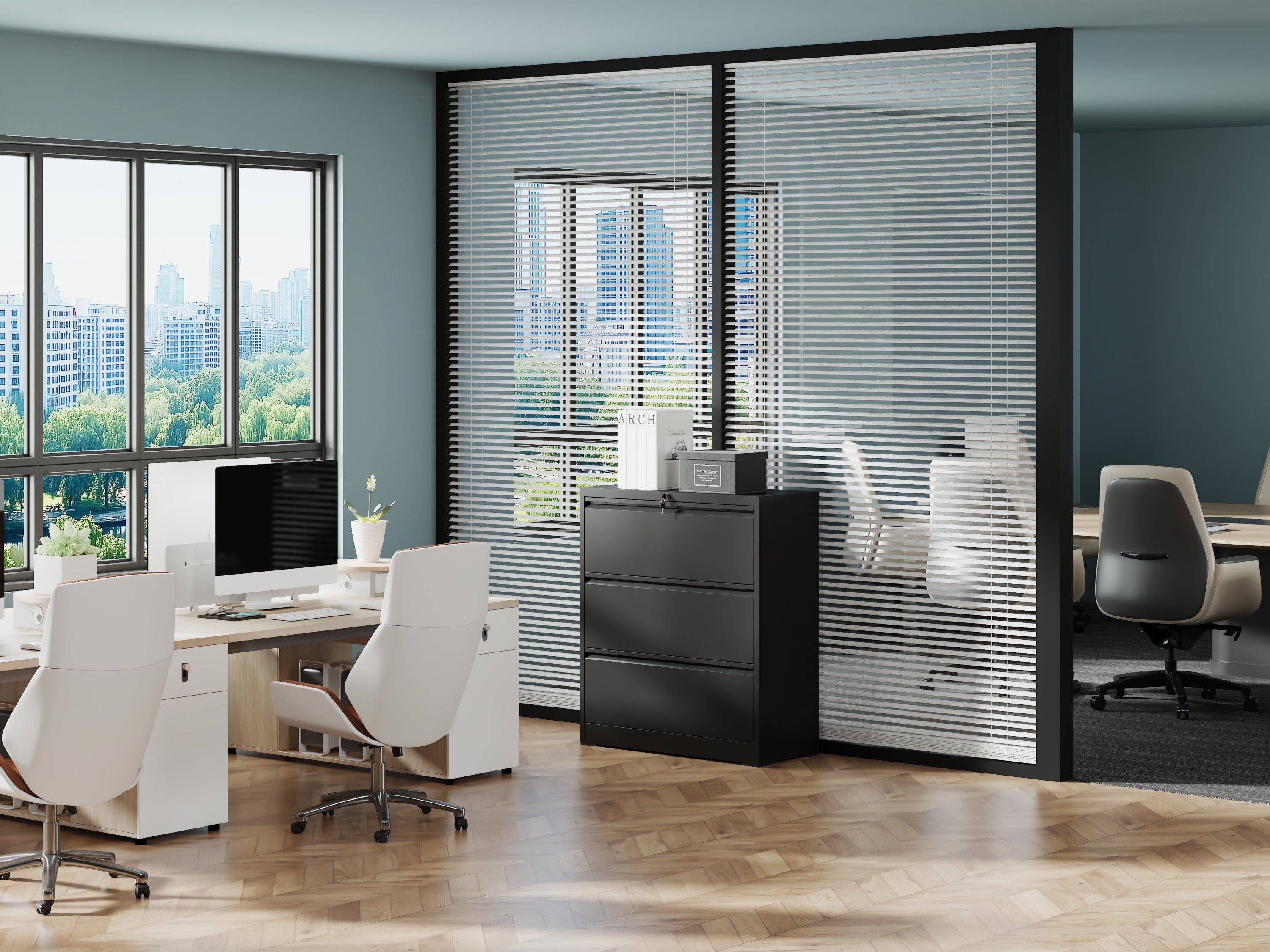 3 Drawer Lateral File Cabinet with Lock – Heavy-Duty Metal Filing Cabinet for Home Office, Wide Storage for Letter/Legal/A4/F4, Silent Full-Extension Slides, Anti-Tilt Safety