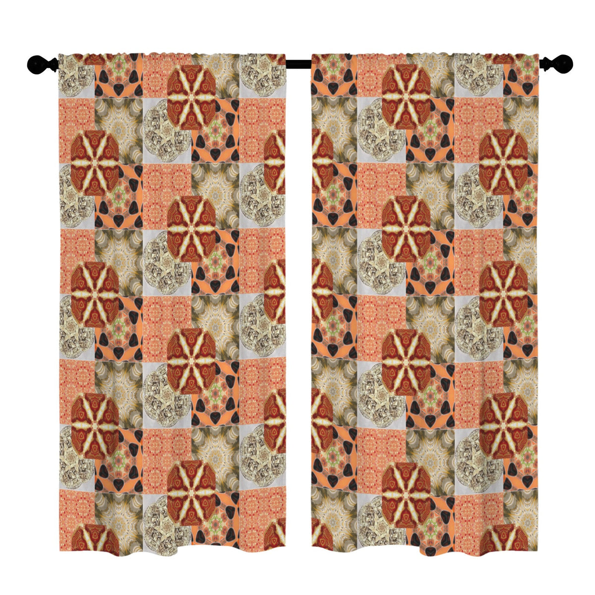Heritage Revival Quilt Design Floor-To-Ceiling Curtains -  52" x 84" (Made in USA)