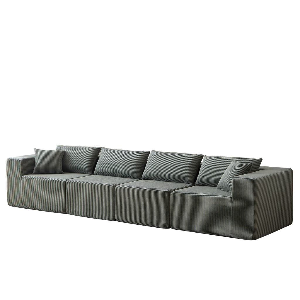 104-Inch Corduroy  Modular L Shaped Sectional Sofa,Luxury Floor Couch Set,Upholstered Indoor Furniture,Foam-Filled Compressed Sofa for Living Room,Bedroom,4 PC Free Combination