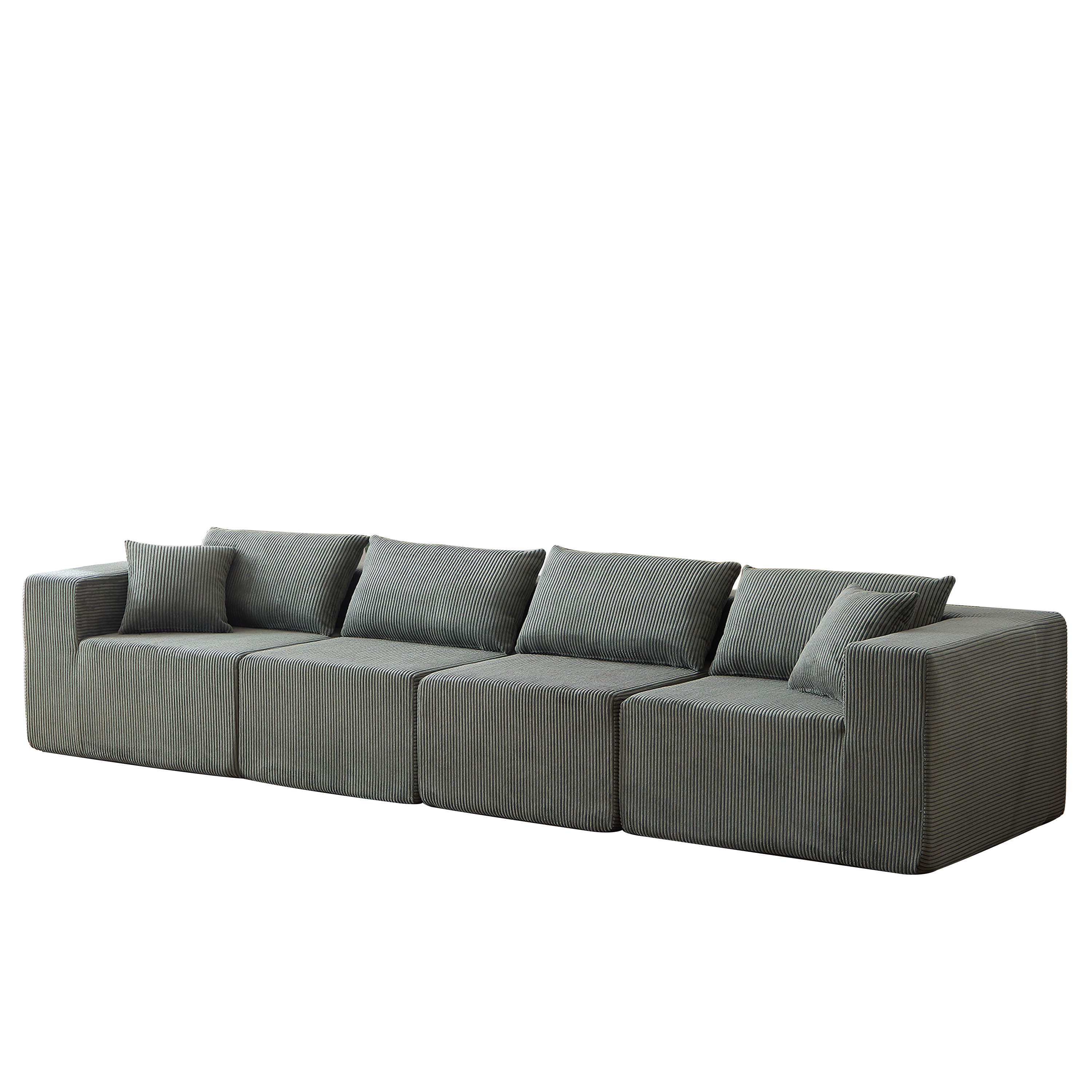 104-Inch Corduroy  Modular L Shaped Sectional Sofa,Luxury Floor Couch Set,Upholstered Indoor Furniture,Foam-Filled Compressed Sofa for Living Room,Bedroom,4 PC Free Combination