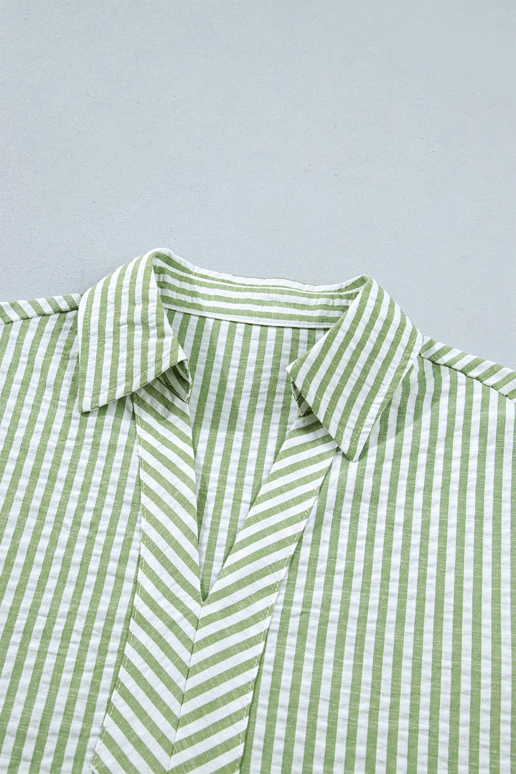 Stripe Collared V-Neck 3/4 Sleeve Blouse