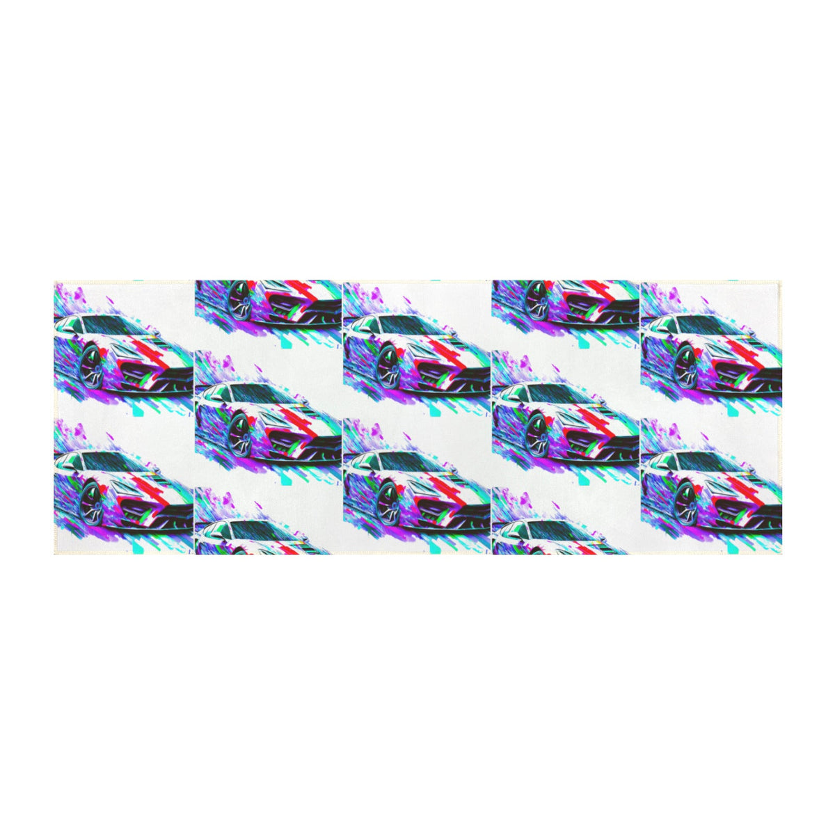 Fast Sports Car Washable Faux Microfiber Runner Rug 60" x 22" | Ship From USA