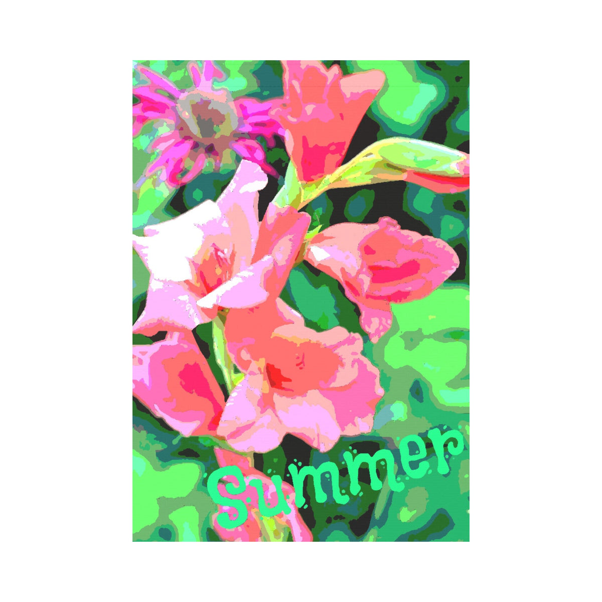 Summer Pink Gladiolas Garden Flag - 28" x 40" (Made in USA）