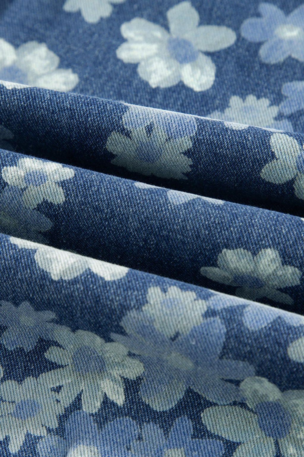 Floral Denim Drawstring Barrel Leg Jeans