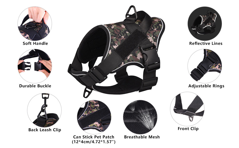 Tactical K9 Harness - Minimalist - Red Digi Camo