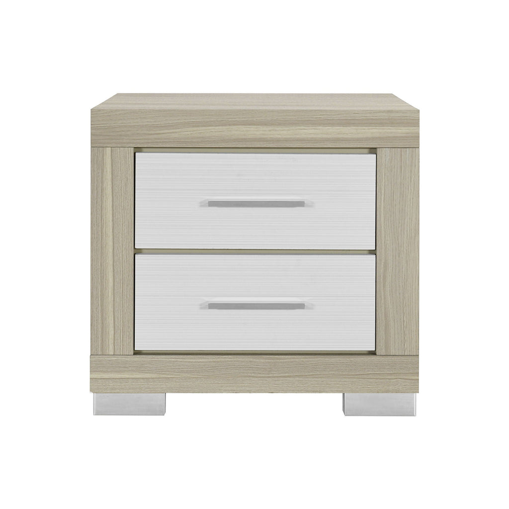 Elsa - 2 Toned Nightstand With Bar Handle And Spacious Drawers