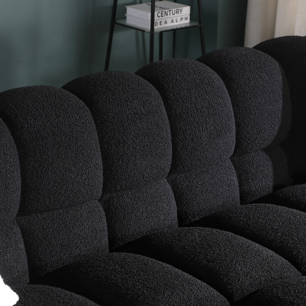 84.3 length ,35.83' deepth ,human body structure for USA people,  marshmallow sofa,boucle sofa ,black color,3 seater