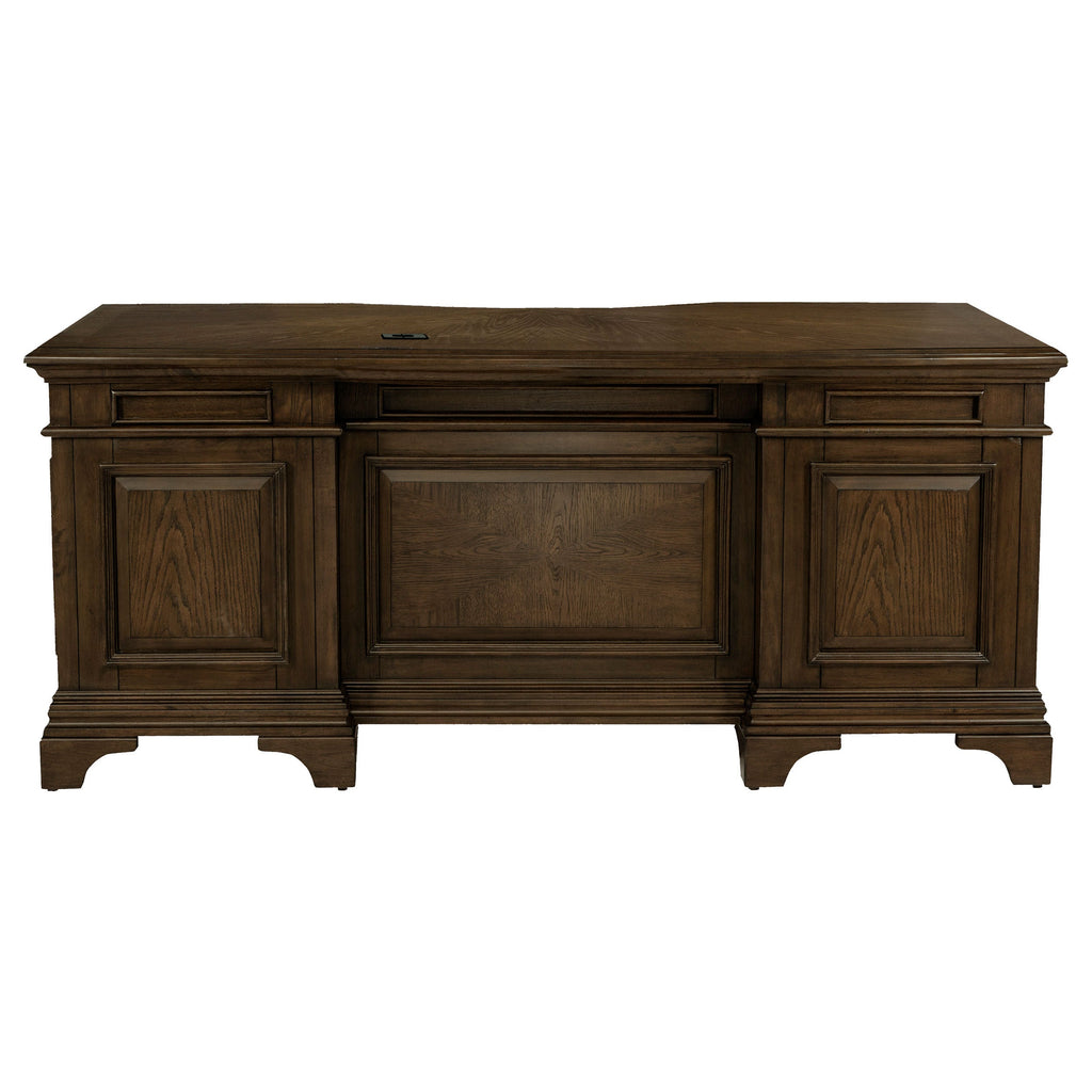 Stigham Burnished Oak 7-drawer Executive Desk