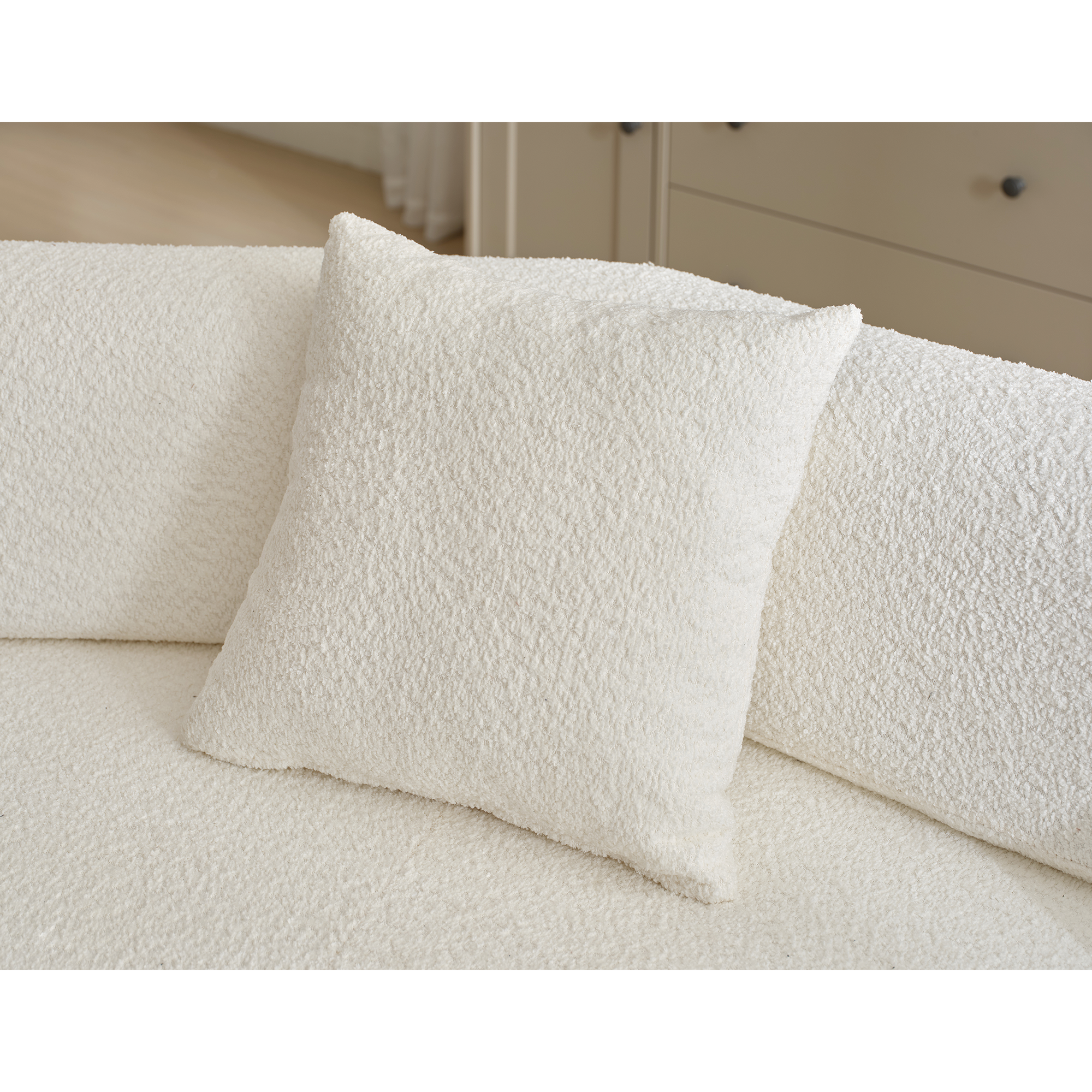 [NEW ARRIVED] [VIDEO PROVIDED]Modern Minimalist 140' L-Shape Couch ,No Assembly Required,Boucle,Modular Sofa ,Couch with Chaise,Free Combination Foam-Filled Sofa, 4 Seats,White