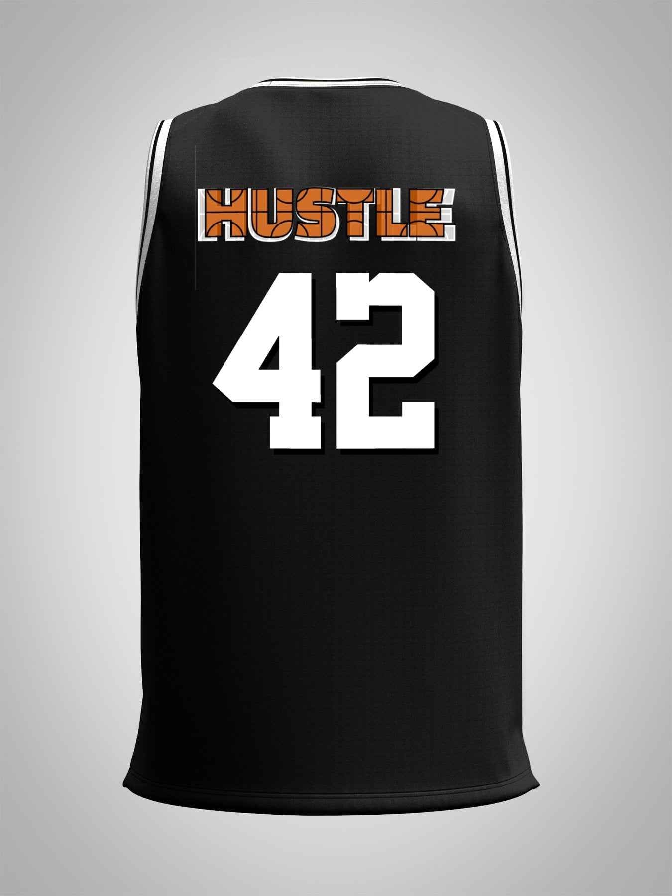 Hustle 42 Adult Black Basketball Jersey | Ships From USA