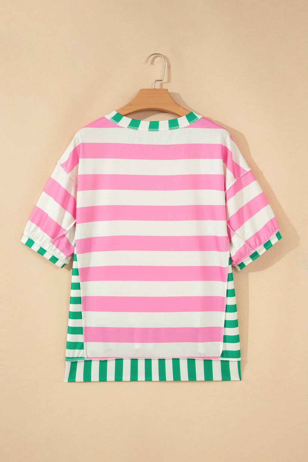 Stripe Patchwork Exposed Seam Oversized Top
