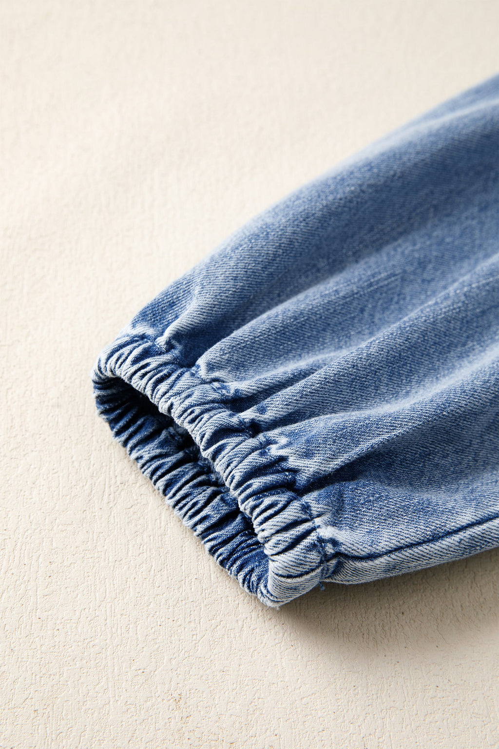 Denim Puff Sleeve Tie V-Neck Ruffle Dress
