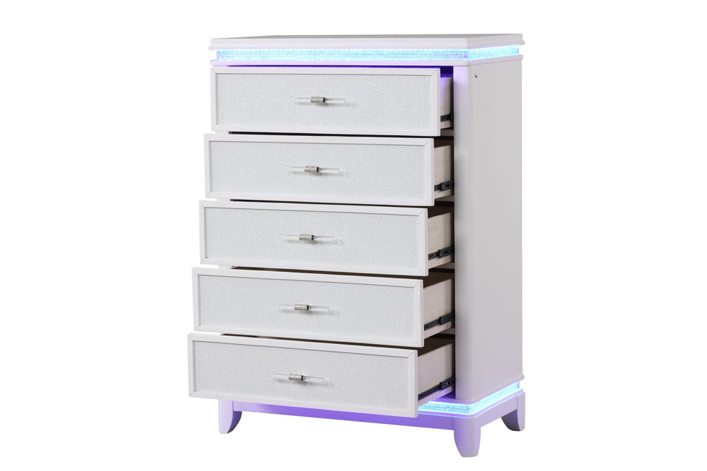 OPIUM  Queen 5 Pc Bedroom set in Milky White(NJ INVENTORY)