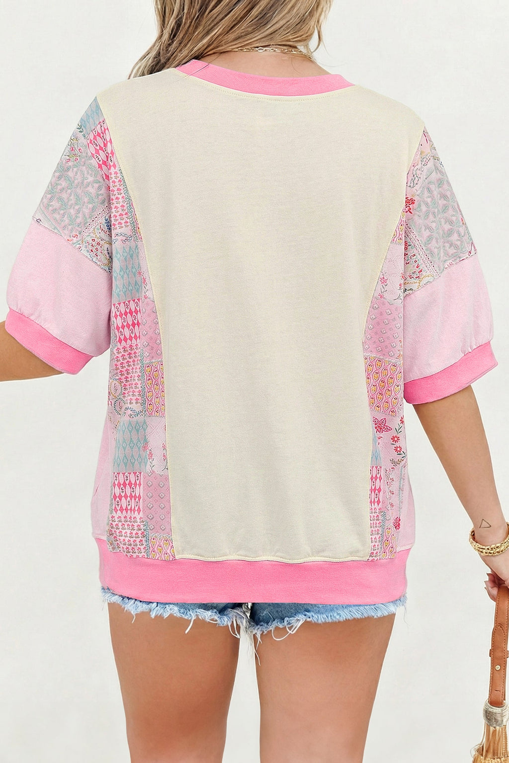 Plus Size Floral Patchwork Embroidered T-Shirt