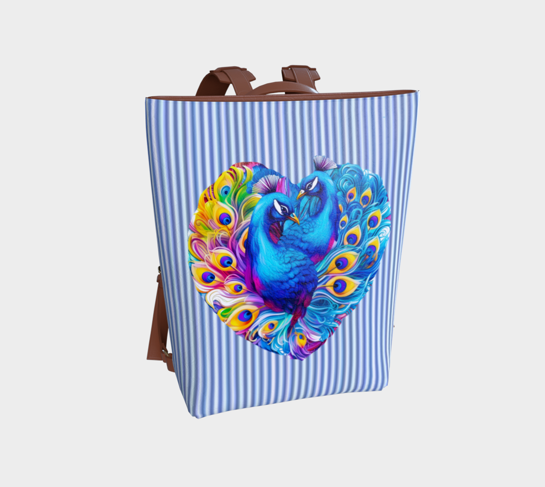 Beautiful Blue Peacocks Vegan Leather Backpack