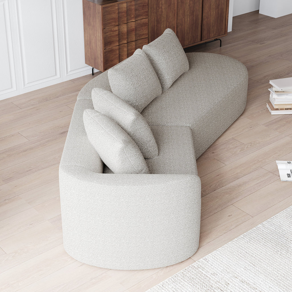 Modern Upholstered Oversized Sectional Sofa, 112-Inch Chenille 4-Seater Extra Deep & Wide Seat Curved Cloud Couch with 4 Throw Pillows, Free Combination Sofa Couch for Living Room,Bedroom