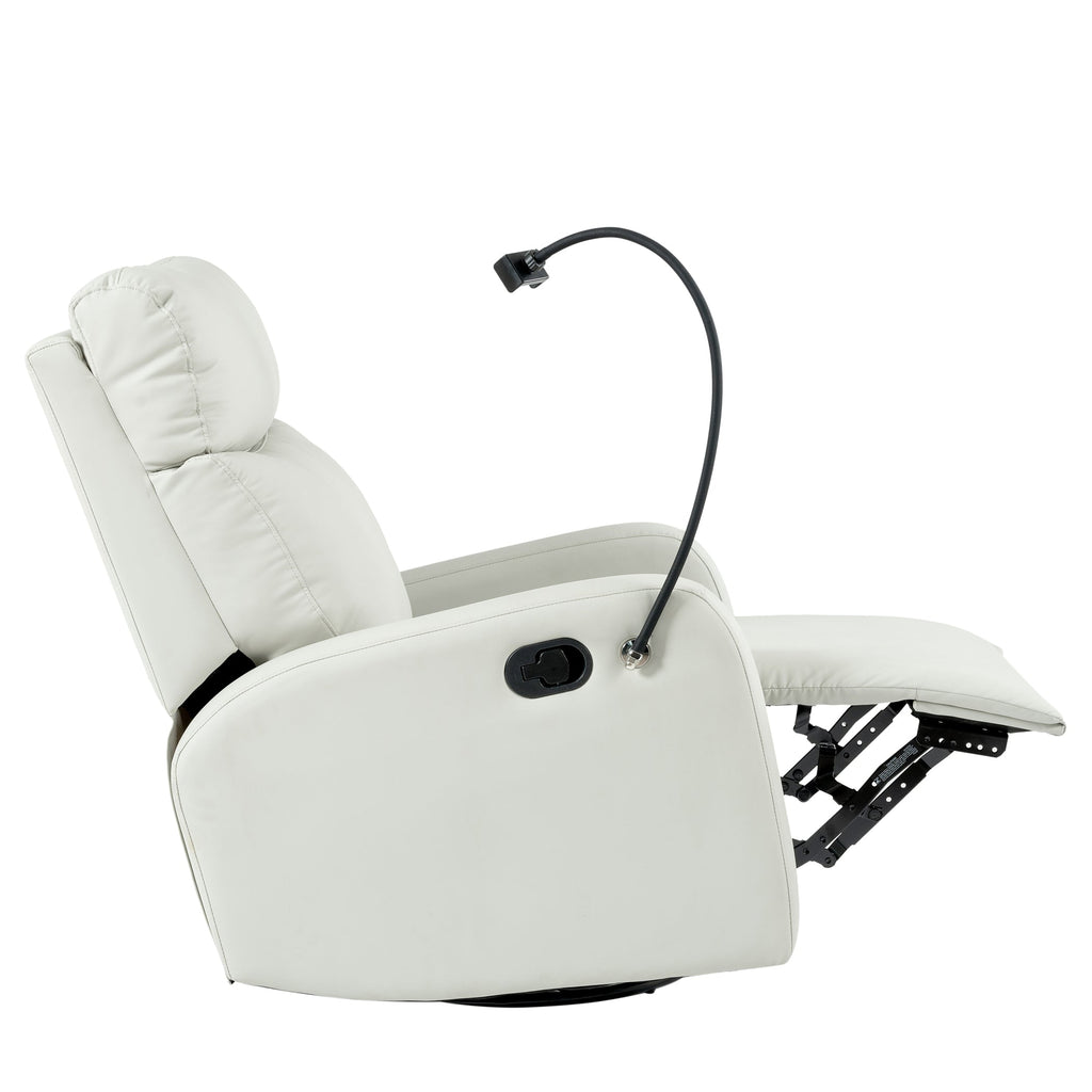 Rocking Recliner Chair, 360° Swivel Nursery Rocking Chair, Glider Chair, Modern Small Rocking Swivel Recliner Chair, Home Theater Seat, Phone Holder (Light Gray+360° Swivel)