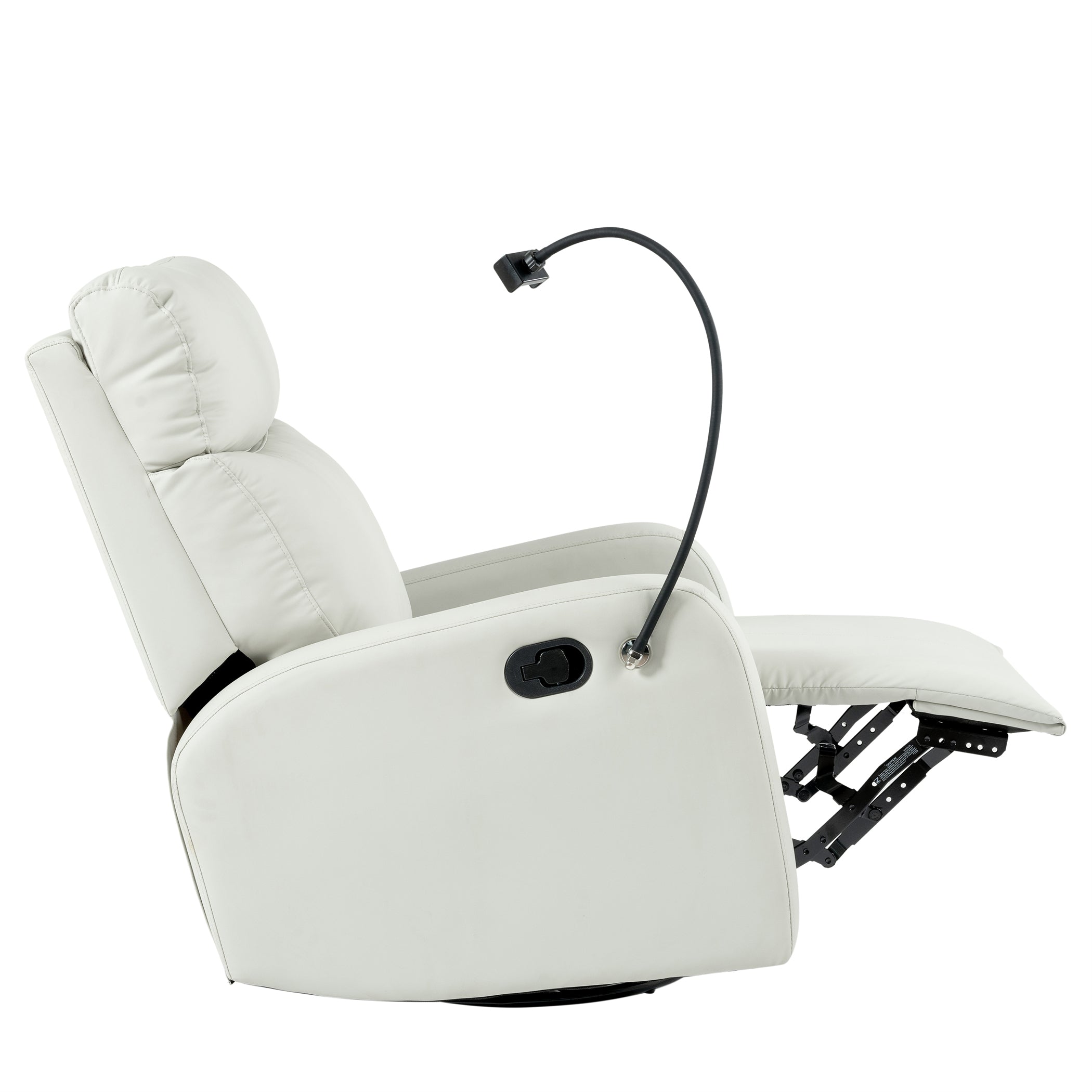 Rocking Recliner Chair, 360° Swivel Nursery Rocking Chair, Glider Chair, Modern Small Rocking Swivel Recliner Chair, Home Theater Seat, Phone Holder (Light Gray+360° Swivel)