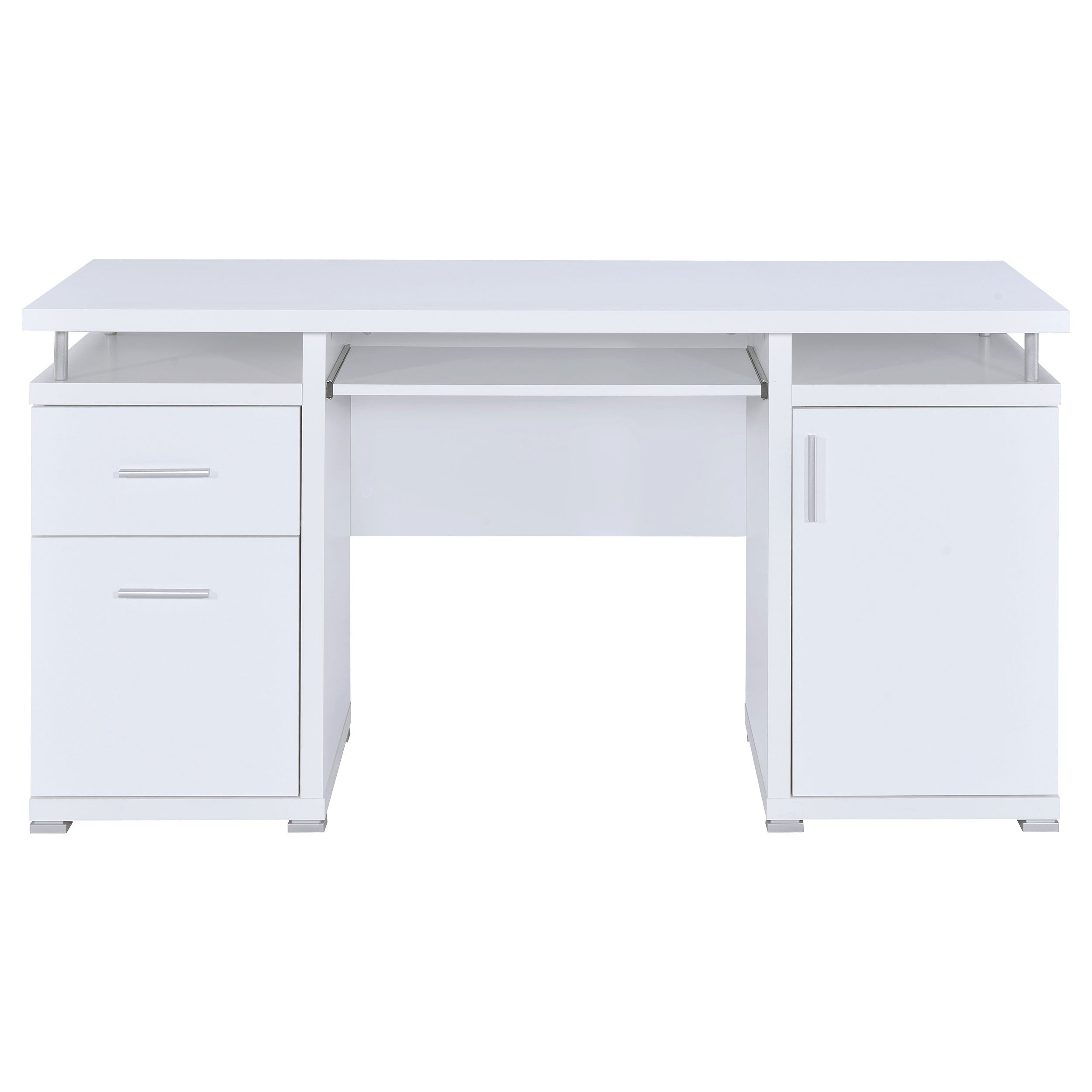 Rochelle White Computer Desk with 2 Drawers and Cabinet