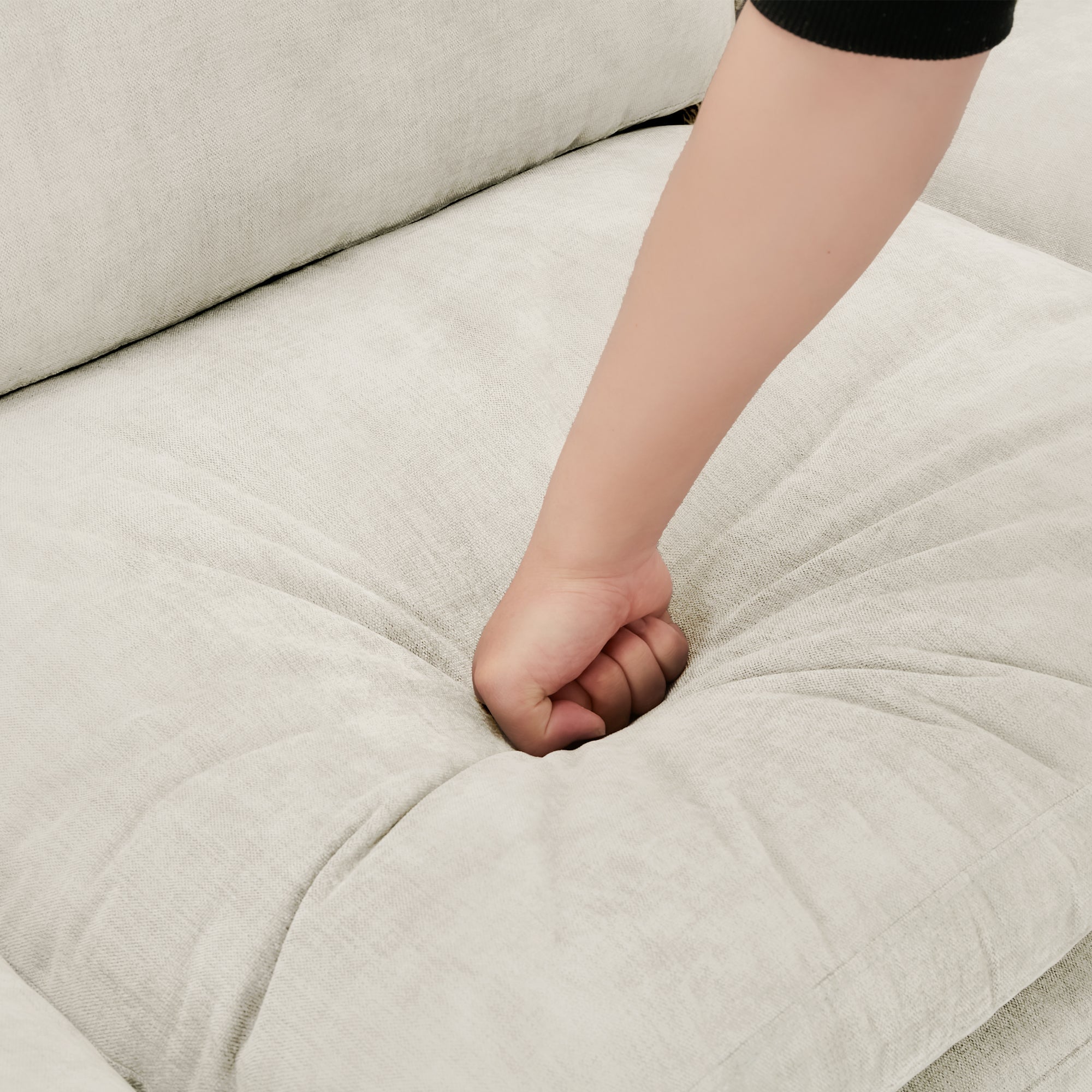 Cozy Upholstered Loveseat Sofa with Double Cushion Design in Beige Chenille, 68.1'