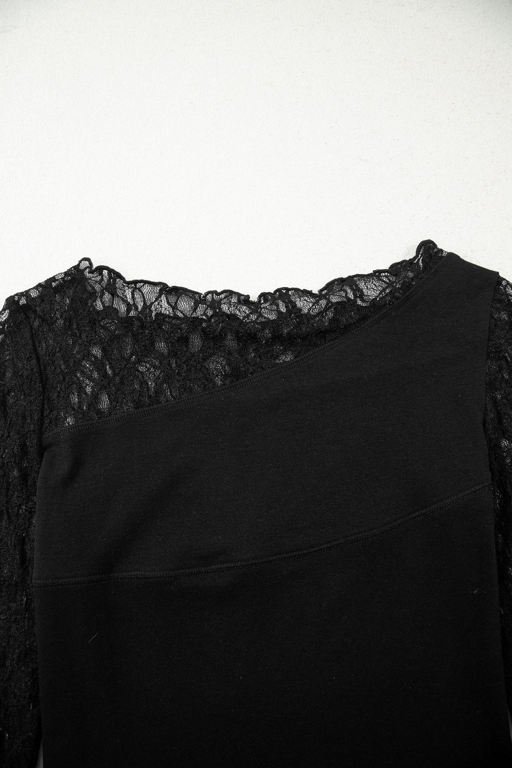 Floral Sheer Lace Patchwork Asymmetric Top