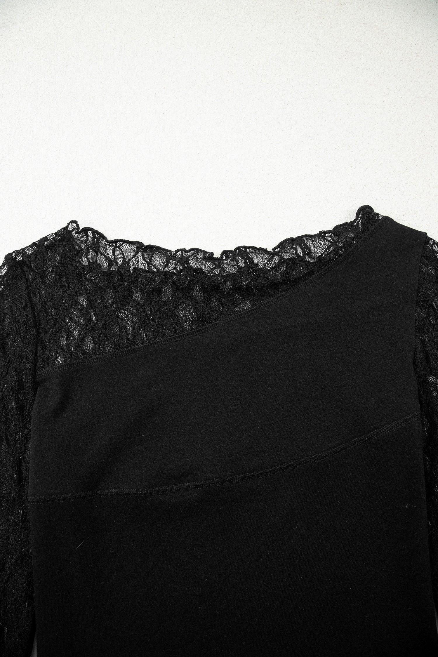 Floral Sheer Lace Patchwork Asymmetric Top