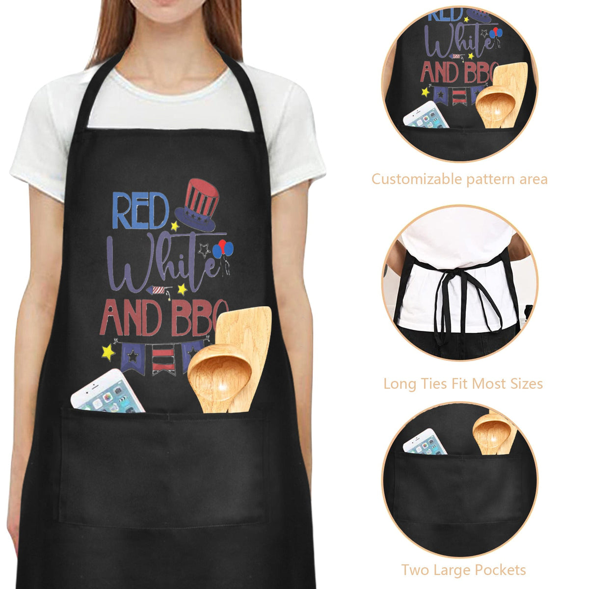Red White And Bbq Custom Apron for Women（Made in Queens）