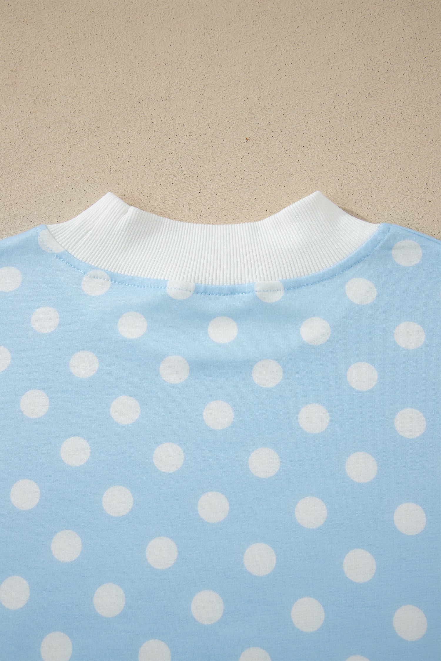 Polka Dot Colorblock Mock Neck & Shorts Set