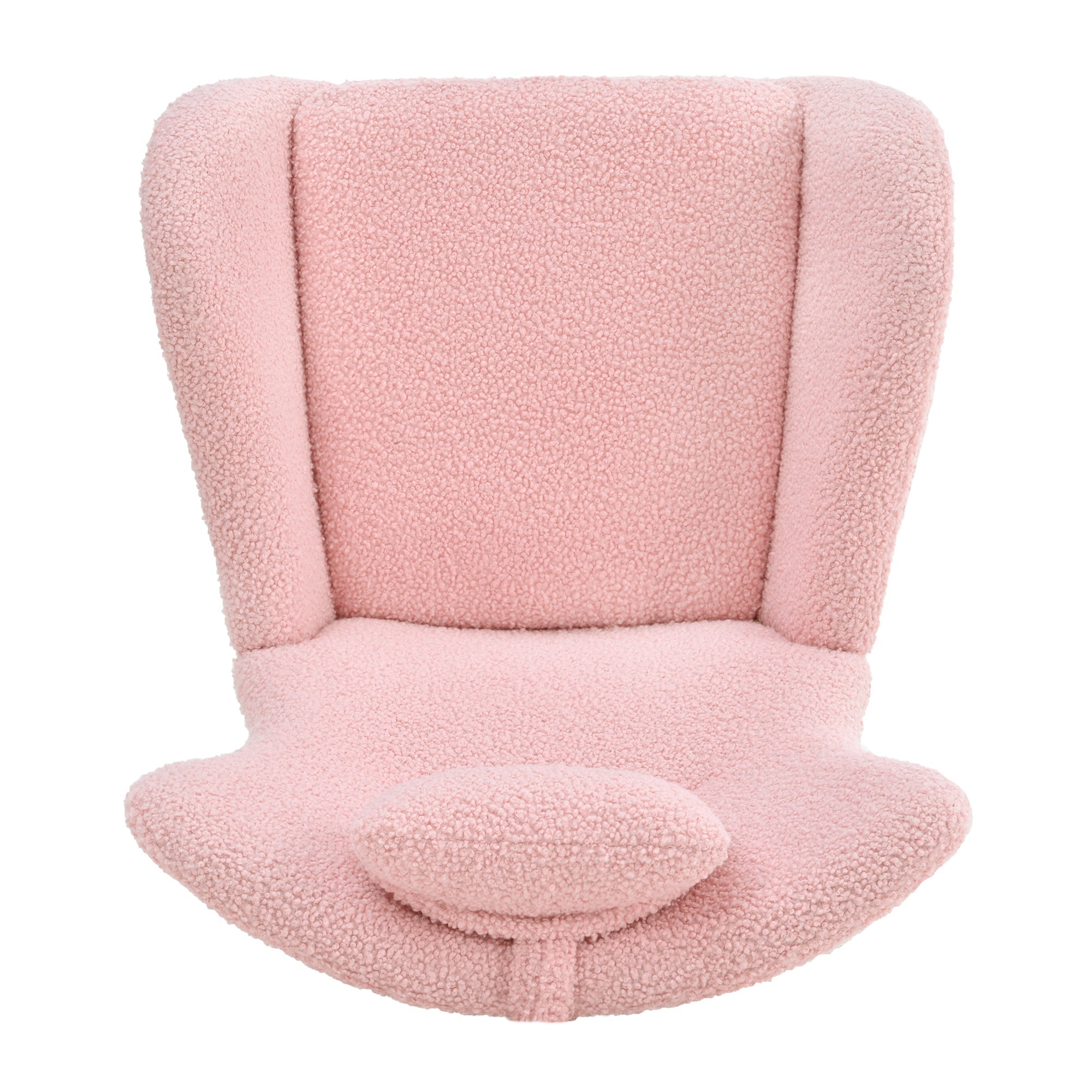 Rocking Chair Nursery, Teddy Upholstered Rocker Glider Chair with High Backrest, Adjustable Headrest & Pocket, Comfy Glider Chair for Nursery, Bedroom, Living Room, Offices, Rubber wood, pink