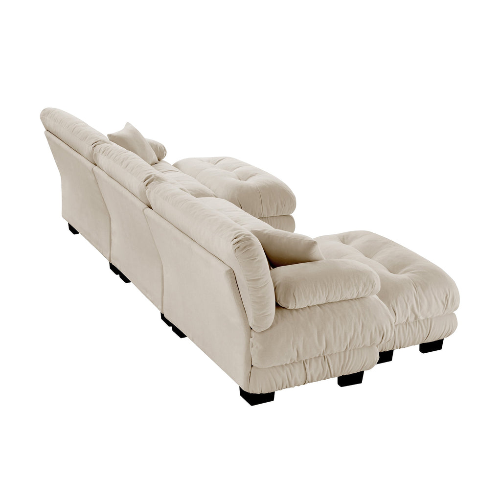 Luxury Modular Sectional Sofa Couch - Oversized U Shaped Cloud Couch for Living Room,Deep Seat Sofa Couch with 2 Ottomans ,Chenille Light coffee