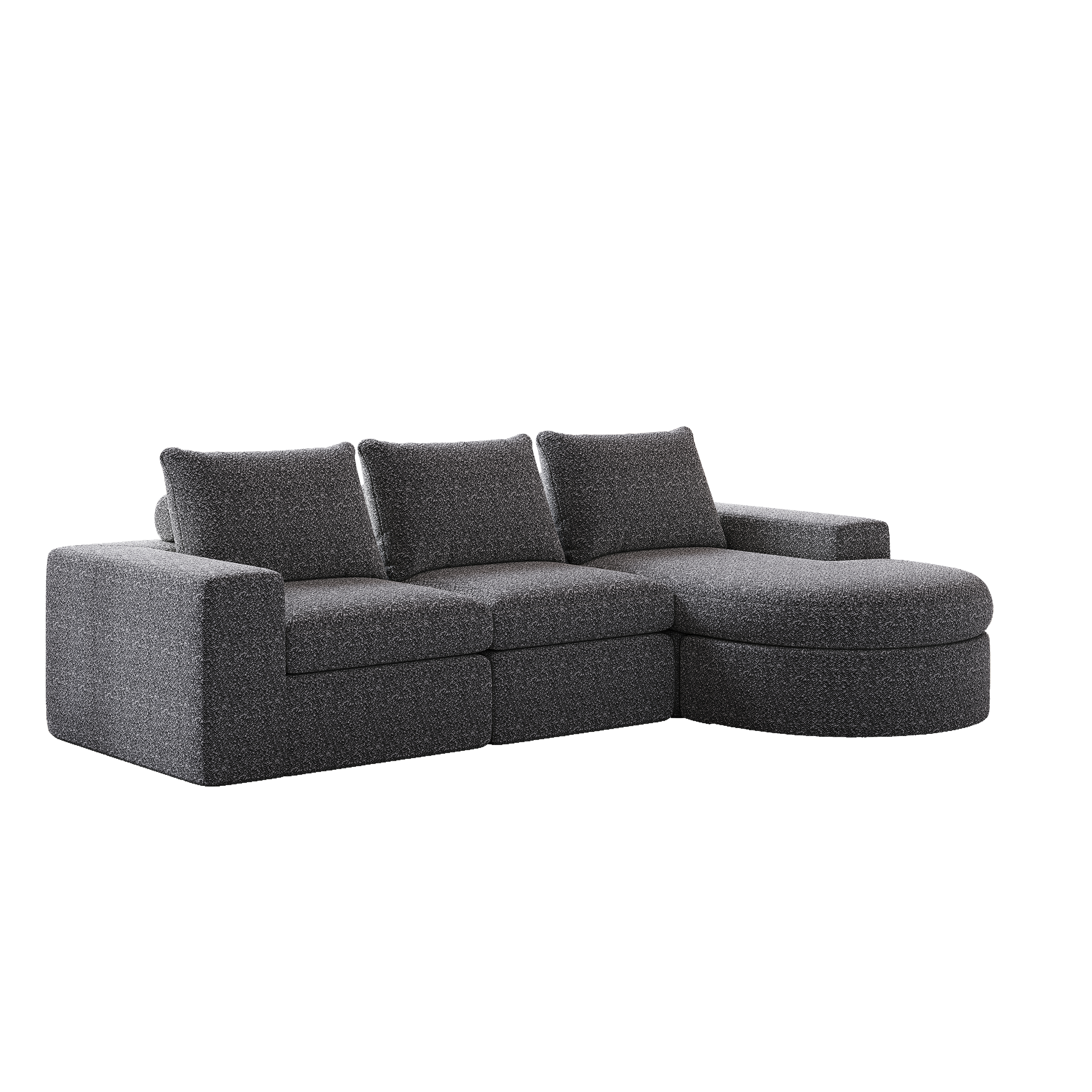 99-Inch Chenille Cloud Curved Sectional Sofa with Chaise, L-Shaped Modern Boneless Couch with Deep Seats, Chenille Sectional Sofa for Living Room and Bedroom, No Assembly Required