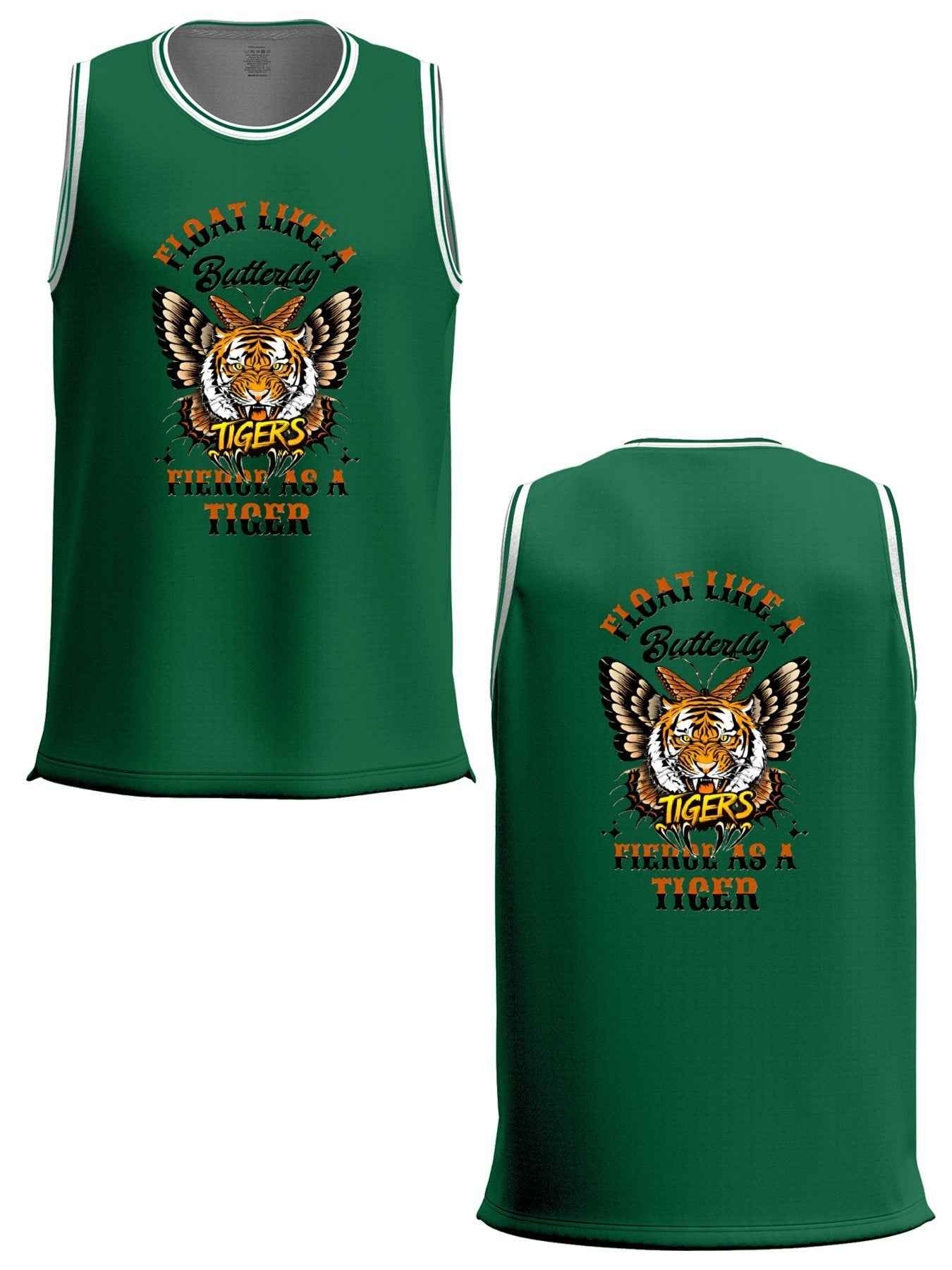 Float Like a Butterfly Fierce as a Tiger Adult Green Basketball Jersey | Ships From USA