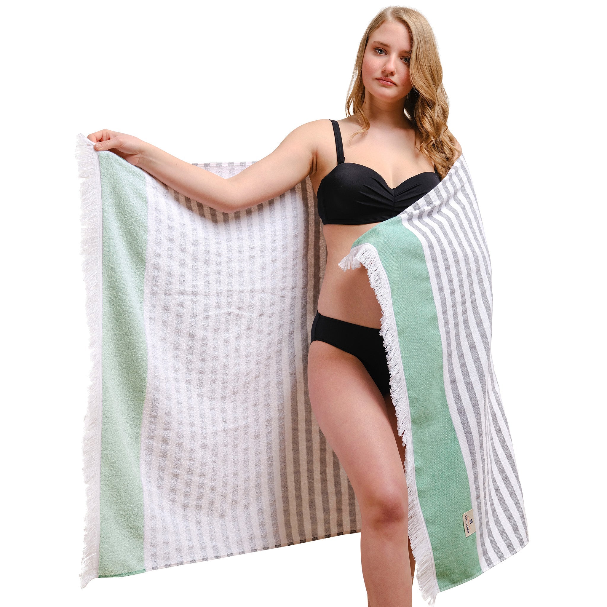 4 Packed Terry Peshtemal and Premium Beach Towel, Mediterranean Cotton Turkish Peshtemals, 35" x 60",  Modern & Traditional Turkish Bath Towels