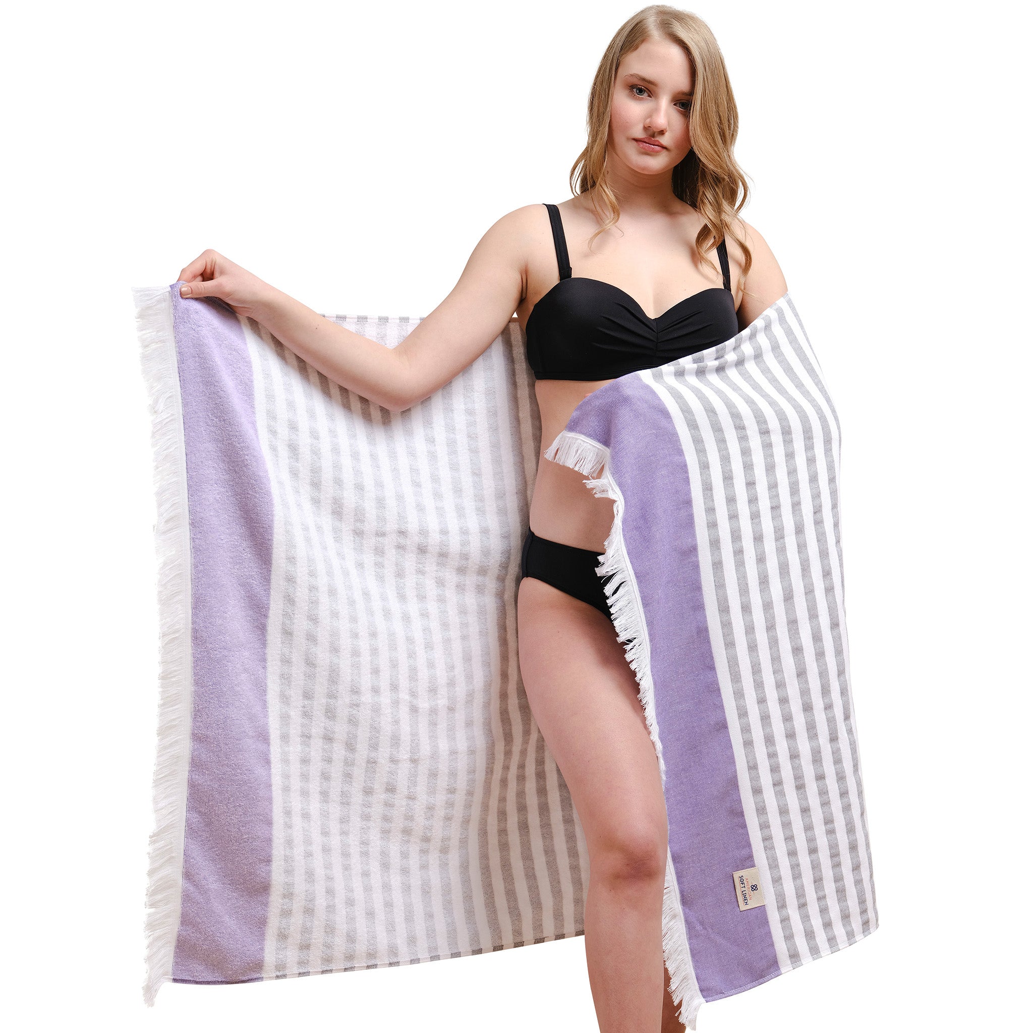 4 Packed Terry Peshtemal and Premium Beach Towel, Mediterranean Cotton Turkish Peshtemals, 35" x 60",  Modern & Traditional Turkish Bath Towels