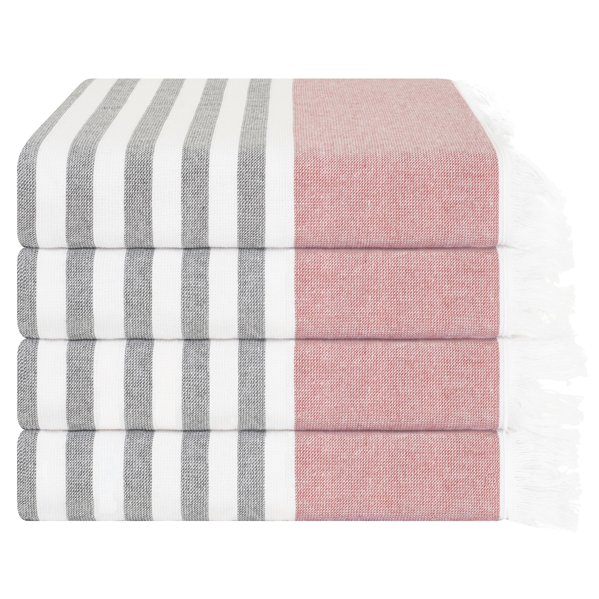 4 Packed Terry Peshtemal and Premium Beach Towel, Mediterranean Cotton Turkish Peshtemals, 35" x 60",  Modern & Traditional Turkish Bath Towels