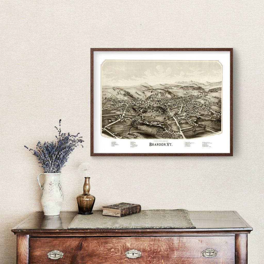 Vintage Map of Brandon, Vermont 1890