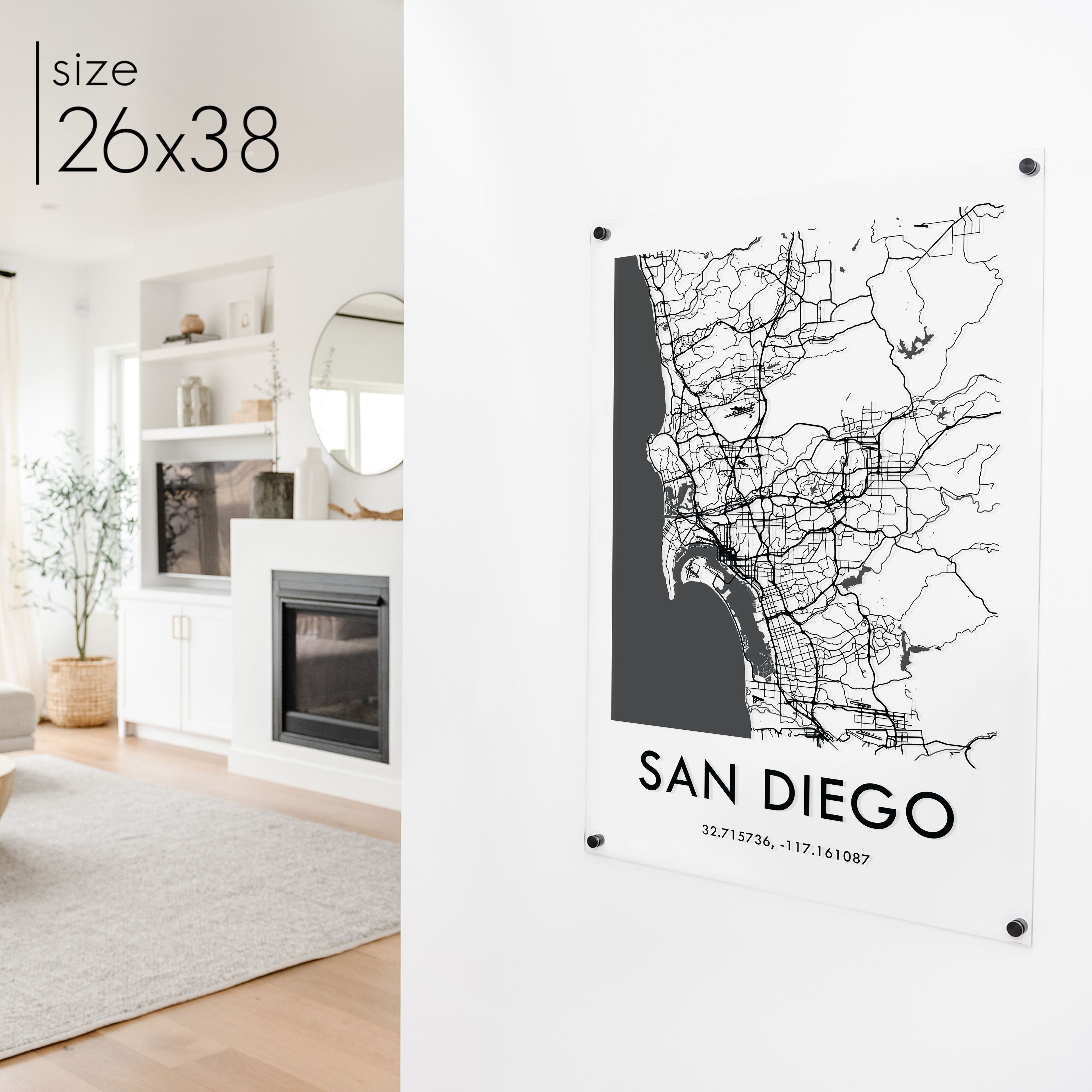 Clear Acrylic San Diego City Street Map