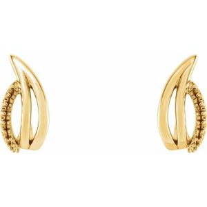 14K Yellow Gold  Right Freeform J-Hoop Earring Mounting – image 2