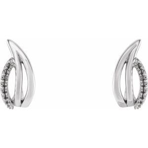 14K White Gold  Right Freeform J-Hoop Earring Mounting – image 2