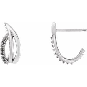 14K White Gold  Right Freeform J-Hoop Earring Mounting