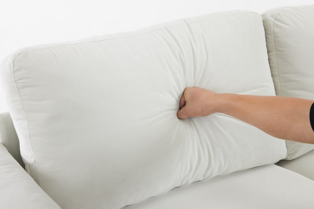 Pull-out sofa bed, chenille material, pull-out queen sofa bed, with USB charging, mobile phone holder, memory sofa, removable and washable cushions, suitable for living room, bedroom, apartment, white
