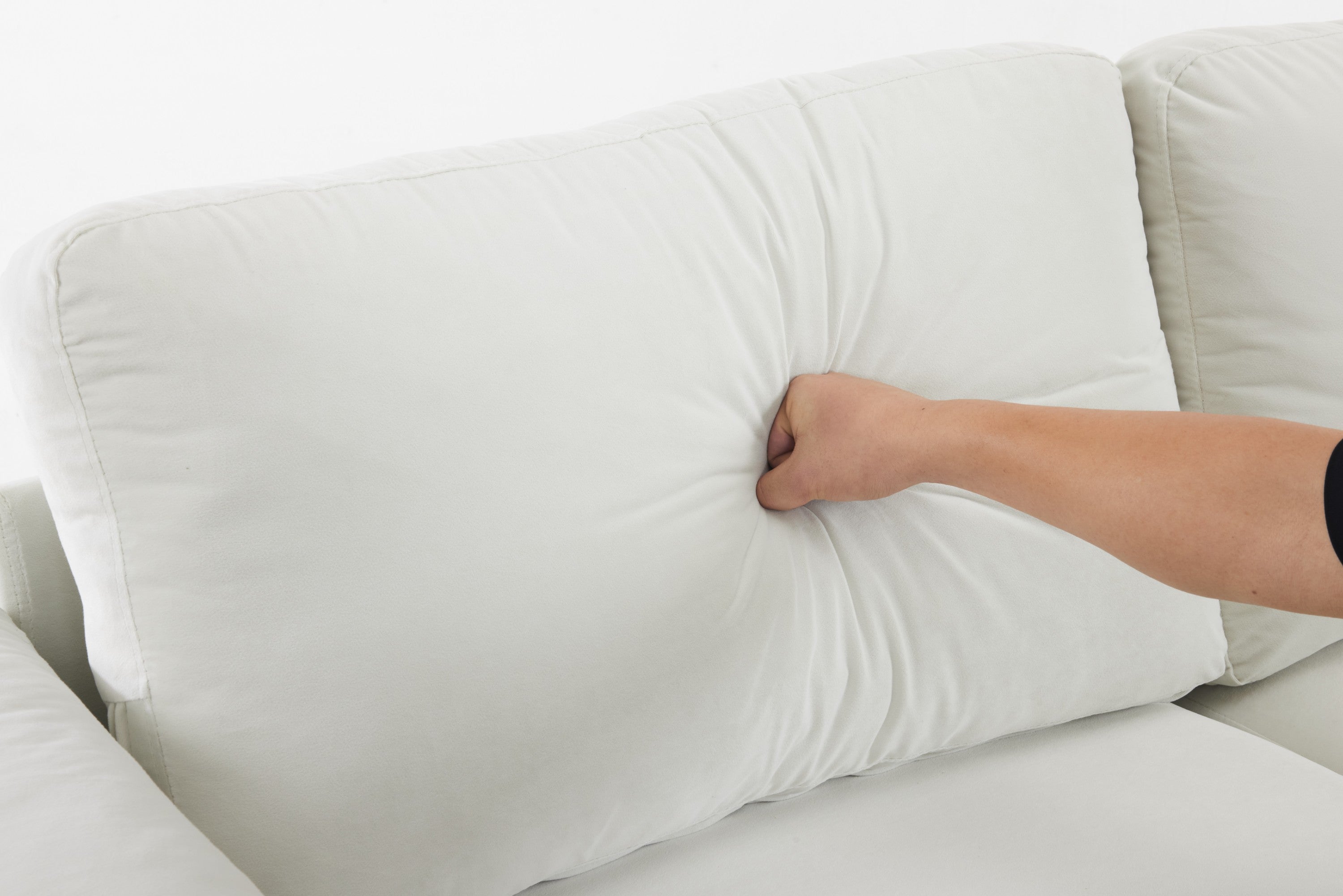 Pull-out sofa bed, chenille material, pull-out queen sofa bed, with USB charging, mobile phone holder, memory sofa, removable and washable cushions, suitable for living room, bedroom, apartment, white
