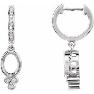 14K White Gold 7x5 mm Oval 1/6 CTW Natural Diamond Semi-Set Hoop Earrings