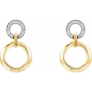 14K Yellow/White Gold 1/6 CTW Natural Diamond Geometric Earrings – image 2