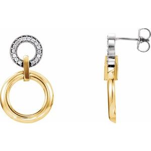 14K Yellow/White Gold 1/6 CTW Natural Diamond Geometric Earrings