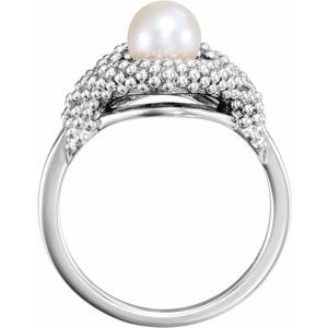 Sterling Silver Cultured White Freshwater Pearl Beaded Ring
