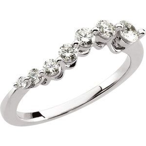 14K White Gold 1/2 CTW Journey Diamond Ring