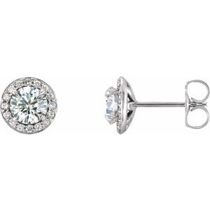 14K White Gold 3/8 CTW Natural Diamond Halo-Style Earrings