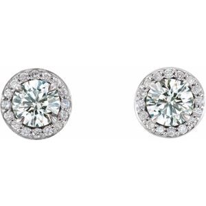 14K White Gold 4 mm Natural White Sapphire & 1/10 CTW Natural Diamond Earrings – image 2